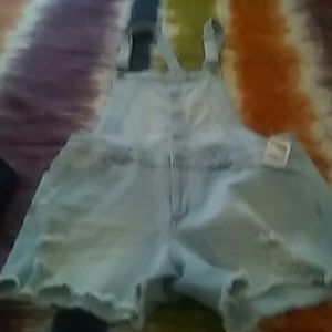 Acid wash overralls short